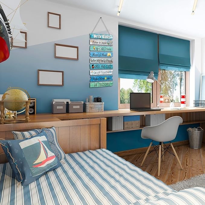 Camping Decor Camping Rules Deck Rules Wall Decor Summer Porch Sign Plaque Camping Party Decorations Adventure Decor for Bar Campsite Cabin Tent Deck Sign for Backyard Outdoors Home (Deck Style)