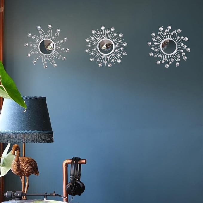 Yonivexis Mirror Wall Decor Metal Sun Mirror Wall Art Decorative Mirrors Home Decor Sunburst Mirror Hanging Living Room Bedroom Entryway