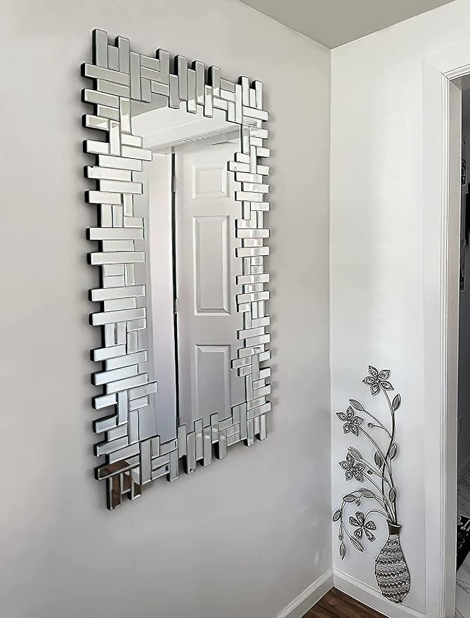 KOHROS Art Decorative Wall Mirrors Large Grecian Venetian Mirror for Hotel Home Vanity Sliver Mirror (W 24.8" x H 47.3" Rectangle)