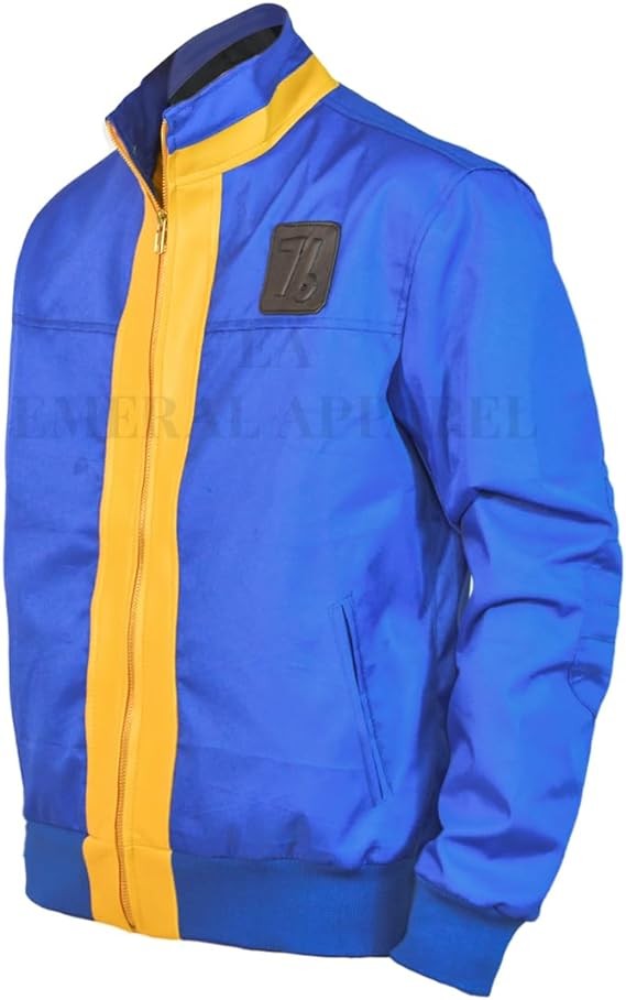 EA Emerald Apparel 76 Fallout Jacket, Retro Fallout Design, 76 Blue Cordura Lightweight Bomber jacket