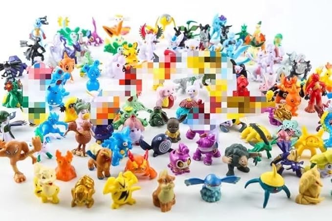 48Pcs Anime Cupcake Toppers, Cartoon Party Poke Action Figures toy Set,Anime Figurines Action FigurToys Kids Birthday Party Favors