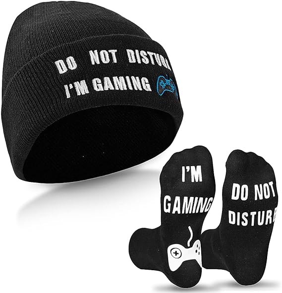 ANDOLO Do Not Disturb Gaming Socks, Beanie Baseball Cap Hat Valentines Fathers Day Gamer for Men Teenage Boys