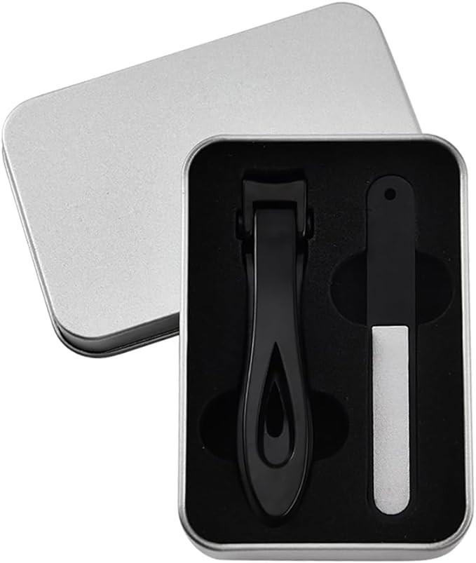 KSOUSLATU Ultra Wide Jaw Opening Nail Clippers Set, Toenail Clippers for Thick Nails Cutter, Ultra Sharp Stainless Steel Finger Nail Clippers Cutter for Tough Nails Pedicure for Men Women(Black)