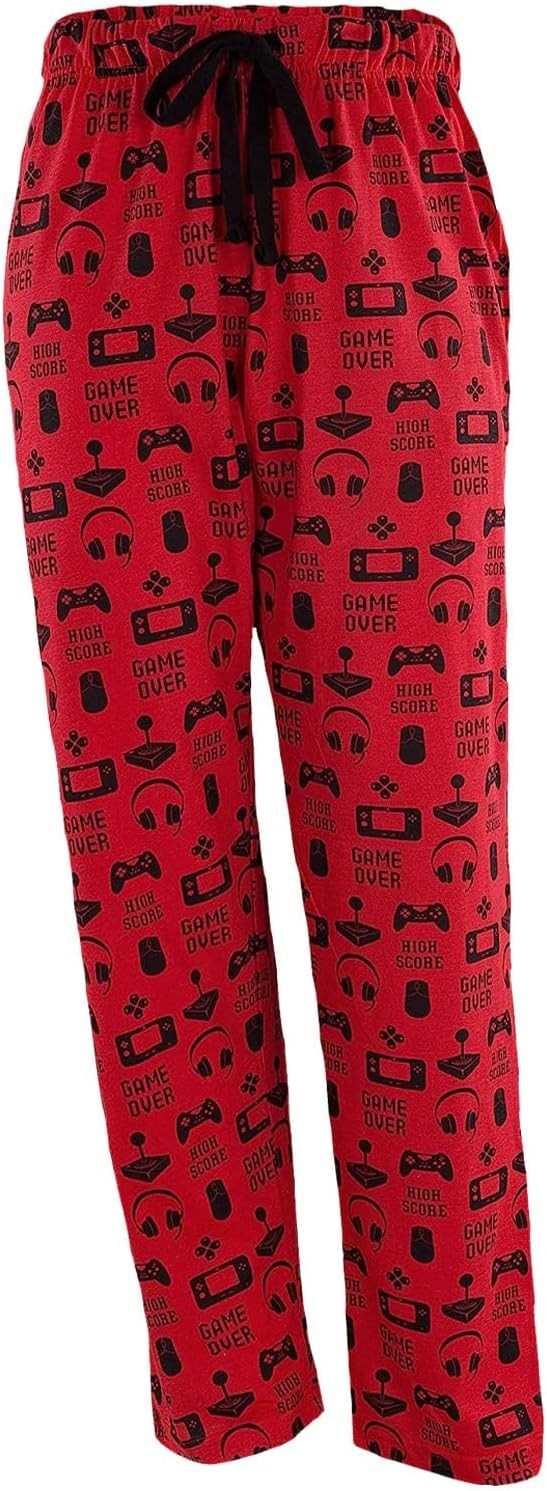 Mooselander Mens Lounge Comfy PJ Pants, Fun Prints, Lightweight Jersey Fabric, Elastic Waistband, and Convenient Side Pockets
