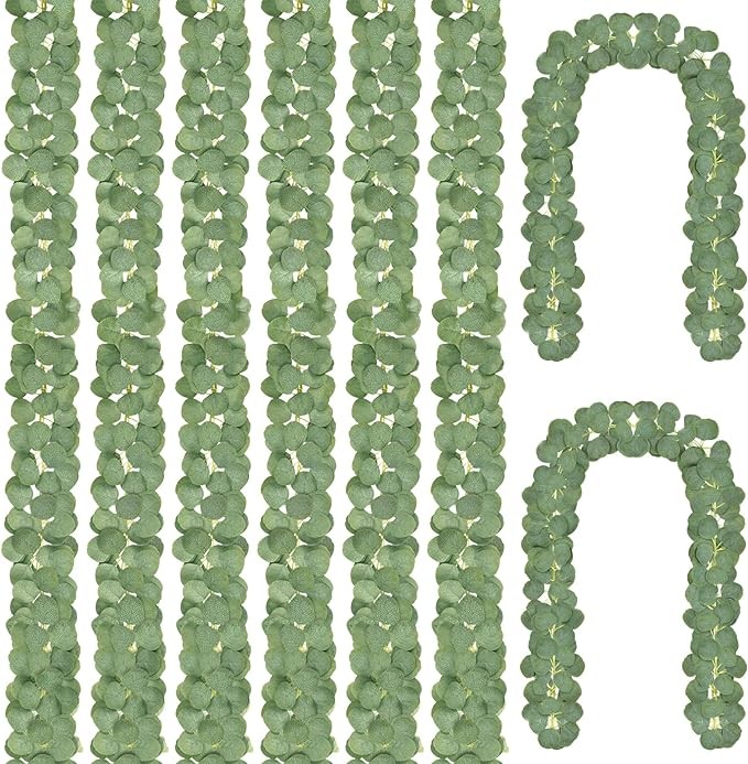 CEWOR 24Pcs Eucalyptus Garland Greenery Garland Artificial Eucalyptus Leaves Wreath Vines for Wedding Party Table Fireplace Bedroom Wall Room Décor