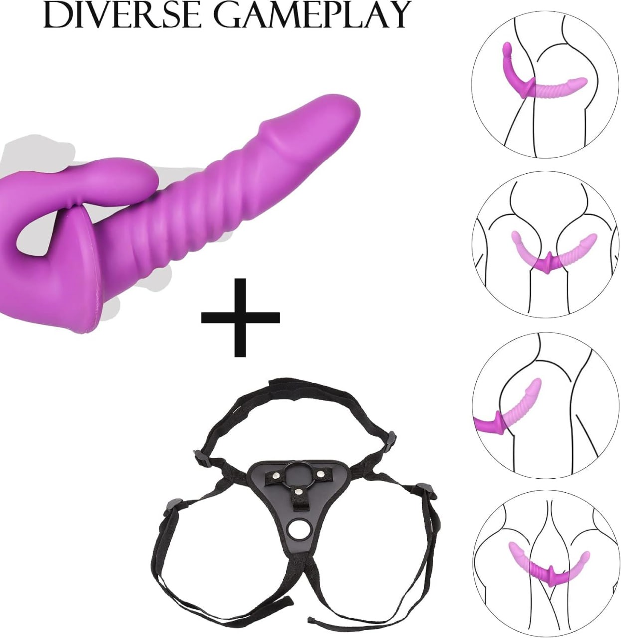 BDSMJOY Double Dildo for Women, Double Dildo, Strap-On Strap on for Women, Strap-On for Women, Sex Toy for Women Solo, Double Dildo, Dildo Long, Sex Toy for Couples, Extreme Sex