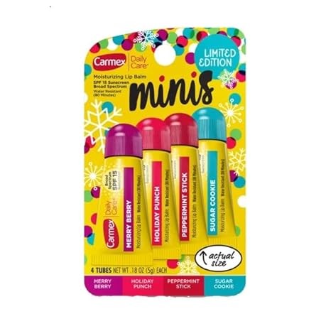 Carmex 4 Mini Tubes Daily Care Moisturizing SPF 15 Soft Lip Balm Limited Editio