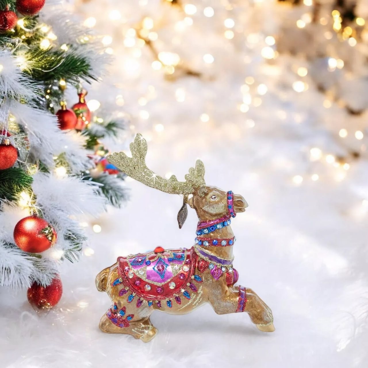 Jay Strongwater Leader Pack Glass Ornament SDH20075-250 Christmas reindeer