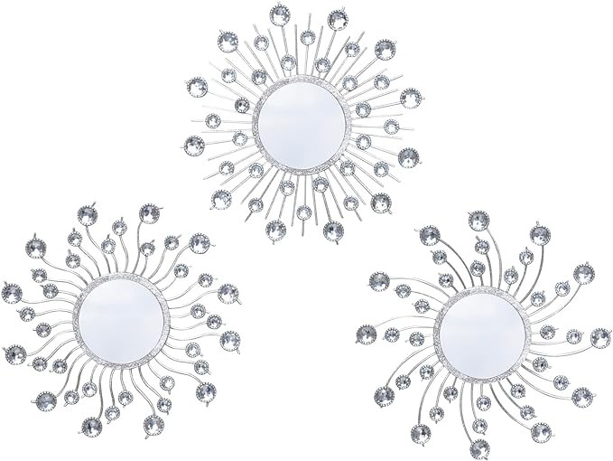 wotieuns Mirror Wall Decor Metal Sun Mirror Home Decoration Wall Art Decorative Mirror Suitable for Living Room Bedroom Bathroom Entryway