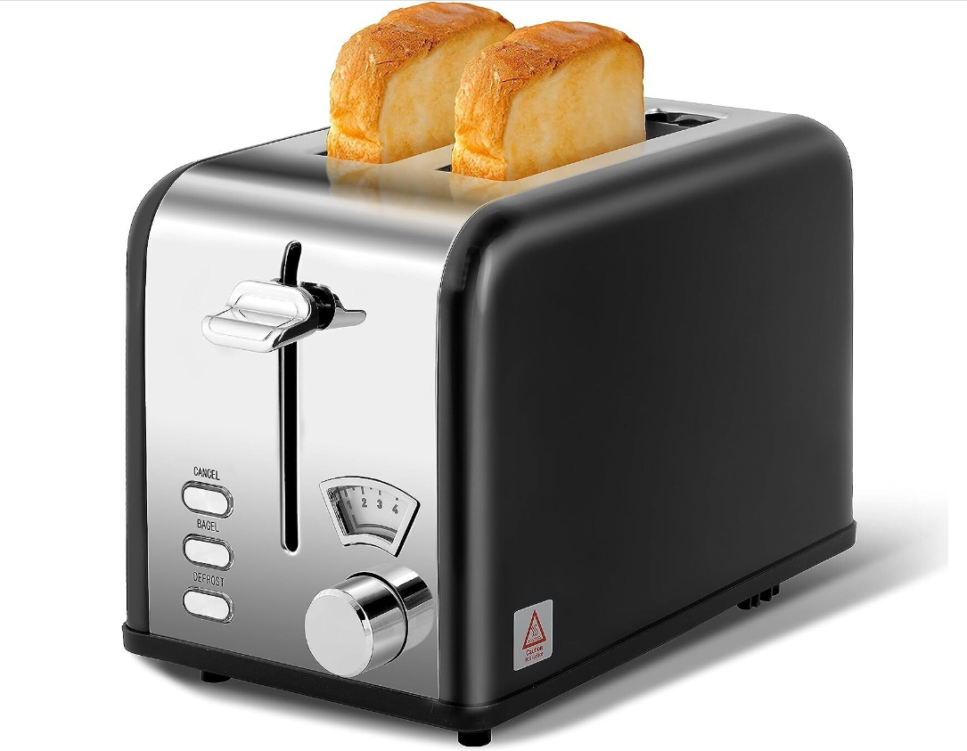 YSSOA 2-Slice Toaster 1.5'' Wide Slot,Retro Stainless-Steel Toast Bread Machine