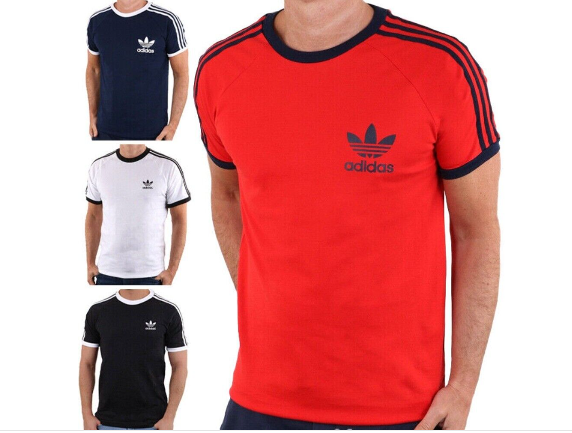 Adidas Men's Original Short Sleeve 3 Stripe Essential California T-Shirt