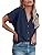 Dokotoo Womens Summer Tops 2024 Waffle Knit Button Down Shirts Casual V Neck Short Sleeve Shacket Jacket Dressy Blouses