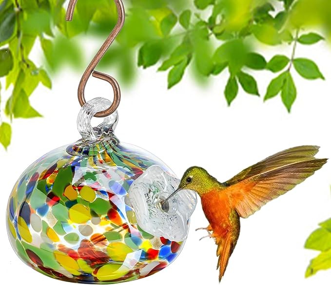 Hummingbird Feeders for Outdoors Glass Hanging with Hook Glass Hummingbird Feeders for Garden Backyard Decor for Bird Lovers