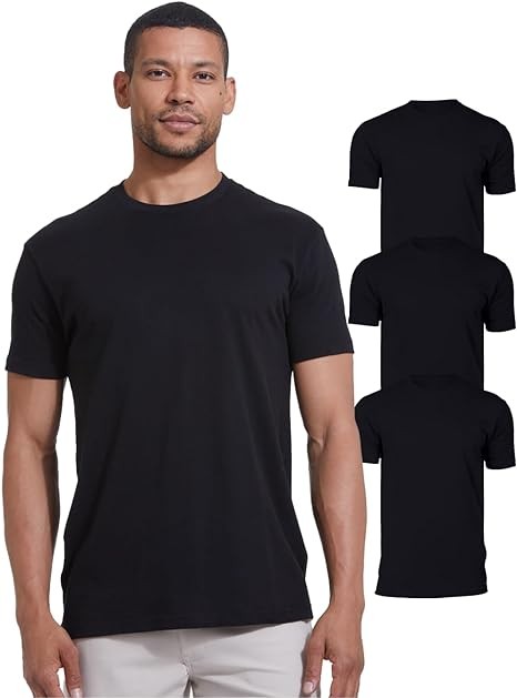 True Classic Tees | Premium Fitted Men's T-Shirts | Crew Neck | Black 3-Pack | Large