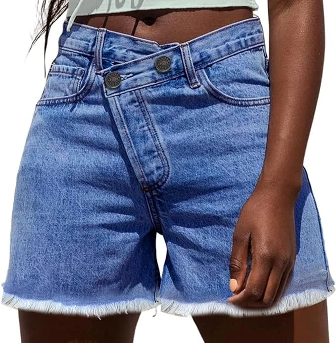 NEYOUQE Women's Casual Fashion Denim Shorts High Waisted Ripped Short Jeans Stretchy Drawstring Elastic Waist Jean 2024