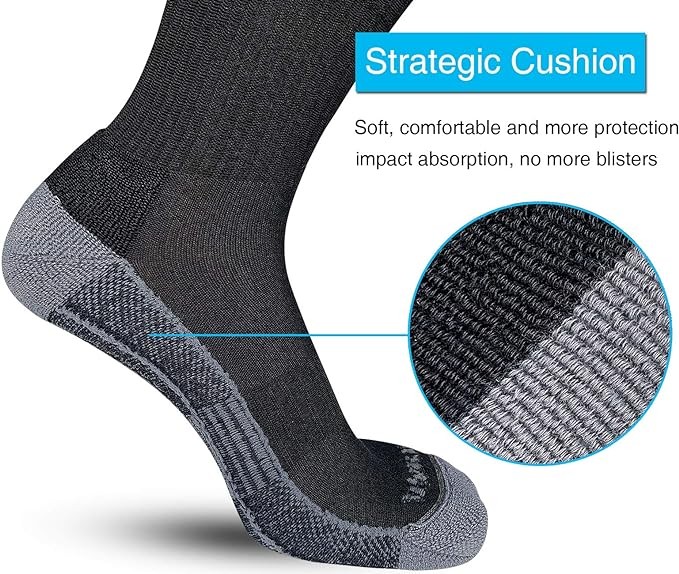 APTYID Men's Moisture Wicking Cushioned Crew Work Boot Socks (4 Pairs / 6 Pairs)