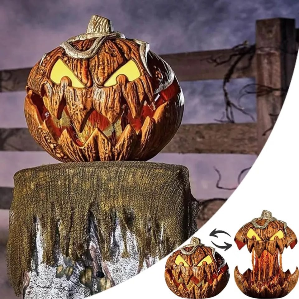 Scary Halloween Gourdo Pumpkin Lighting - Gourdo Jack-O-Lantern Decor,Extendable