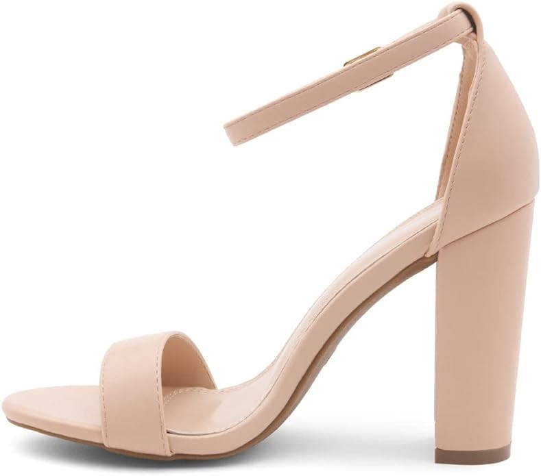 Herstyle Womens Rosemmina Chunky Block Heels Open Toe Ankle Strap High Heel Dress Pump Wedding Sandals