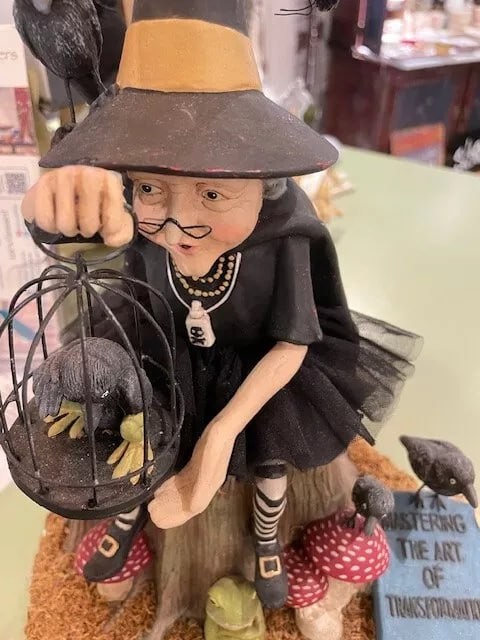 13" Bethany Lowe Transformation Failure Old Witch Figure Retro Halloween Decor