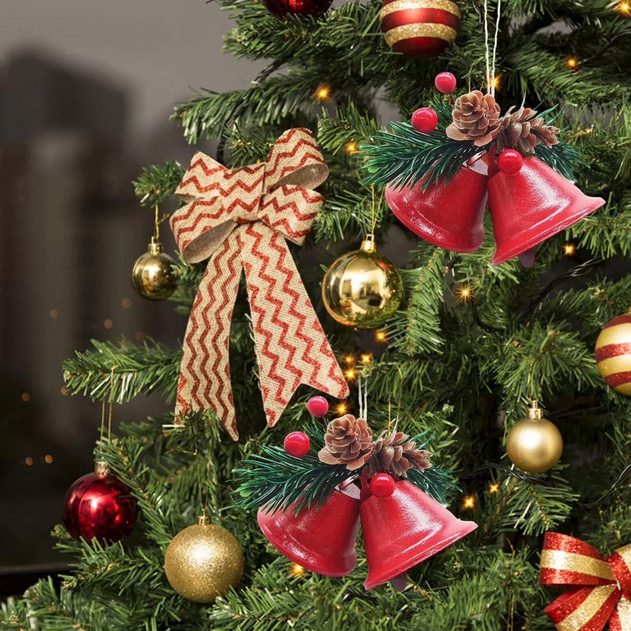 Christmas Bells Ornaments Metal Trumpet Bells Xmas Tree Hanging Ornament NEW