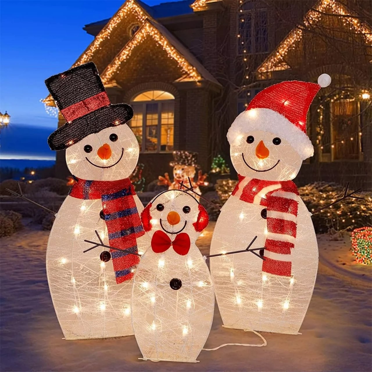 Christmas Snowman Outdoor Yard Decoration Xmas 20 LED Light Up Outdoor Yard