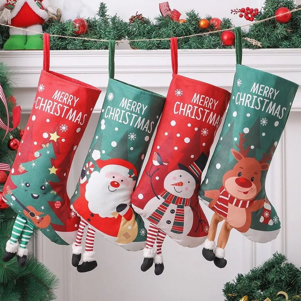 Large Capacity Christmas Socks Snowman Elk Christmas Tree Ornaments Xmas Gift
