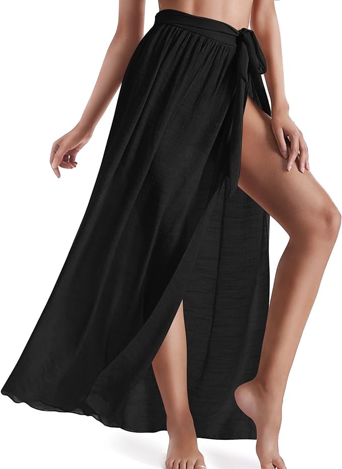 Eicolorte Cover Up Skirt Open Front Swimsuit Wrap Cover Ups Summer Beach Skirts With Slit For Women