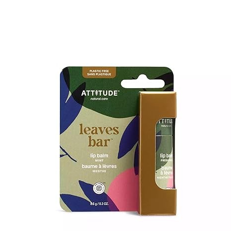 ATTITUDE Plastic-free Lip Balm, EWG Verified Plant- and Mineral-Based Ingredients, Vegan and Cruelty-free Personal Care Products, Mint, 0.3 Oz