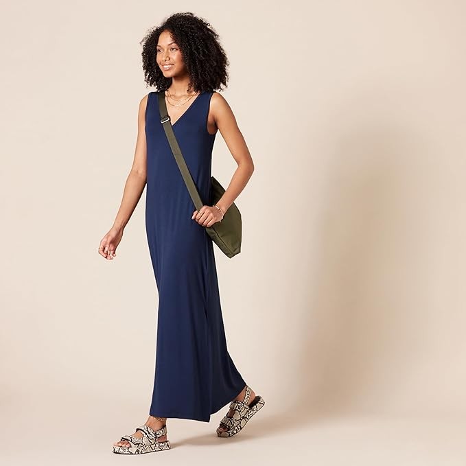 Amazon Essentials Women's Jersey V-Neck Tank Maxi Length Dress