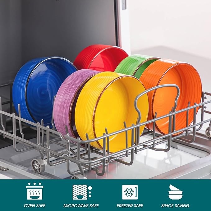 vancasso Bonita Soup Bowls Set - 16 Oz Cereal Bowl of 6, 5 Inch Ceramic Bowls for Kitchen, Dishwasher and Microwave Safe, Multicolor