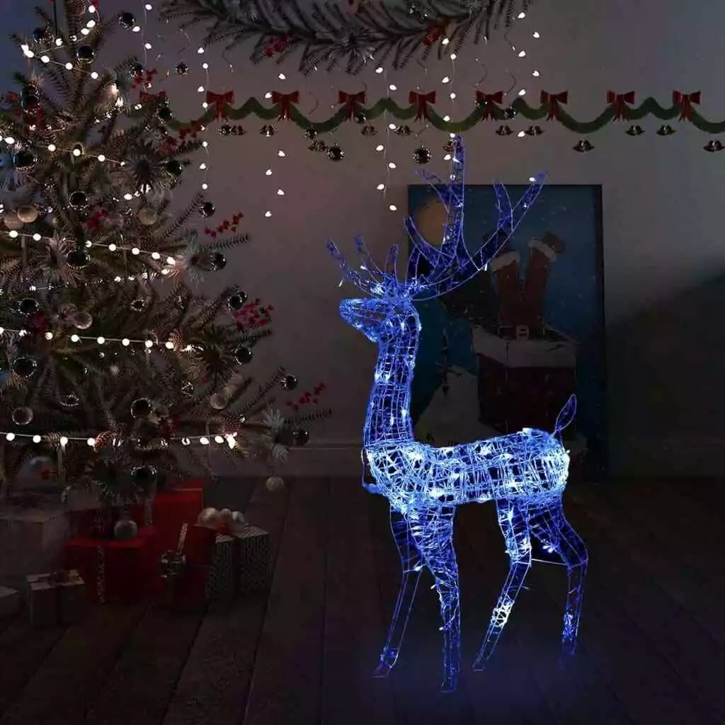 NNEVL Acrylic Reindeer Christmas Decoration 140 LEDs 128cm Blue