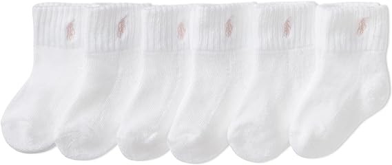 Polo Ralph Lauren Kids’ baby Classic Sport Ankle Socks - 6 Pair Pack - Soft Stretchy Yarn & Stay Up Top