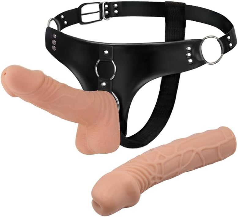 BeHorny Realistic Penis Solid Penis Strap-On Dildo Harness, 2 Dildos Included