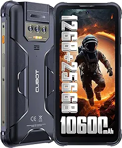 CUBOT King Kong 8 Rugged Smartphone. Android 13-10600mAh Cell Phones,12GB RAM+256GB ROM Unlocked Phone,6.52"HD+ Screen,5000LM LED Flashlight,48MP Camera, IP68/69K/4G Dual SIM Outdoor Smart Phone-Black
